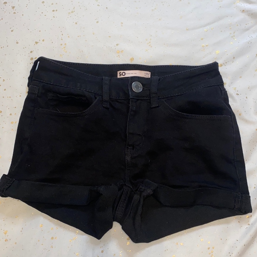 plain black denim jean short